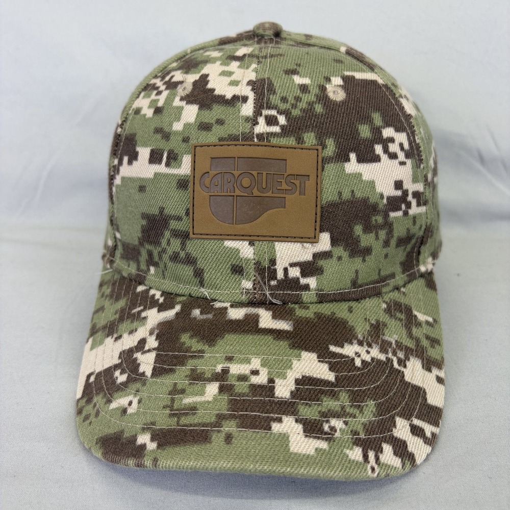 Carquest Hat Digital Camo Snapback Mens OSFM Green Brown Rubber Logo Patch